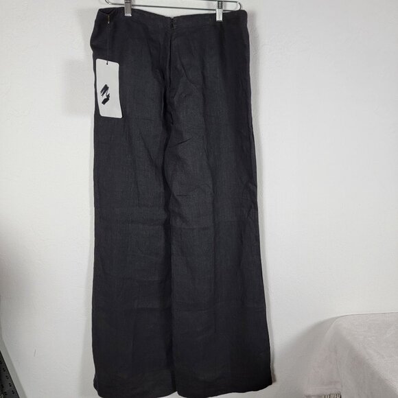 CAbi Womens Vintage Washed Linen Wide-Leg Pants Size 10 Charcoal Gray 335 New - Picture 2 of 10